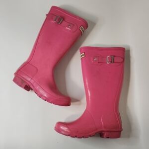 Kids Pink Hunter Rain Boots with adjustable buckle Girls size 2 Boys size 1 Boot
